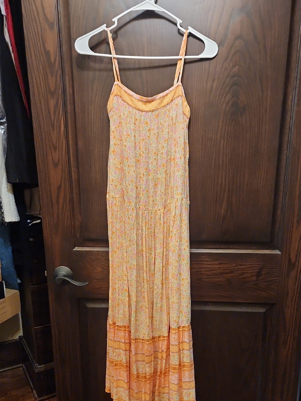 Billabong Peach Floral Spaghetti-Strap Maxi Dress